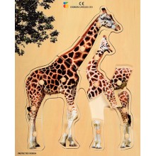 Holz-Puzzle - realistisch - Giraffe, Mutter mit Jungtier