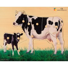 Holz-Puzzle - realistisch - Kuh, Mutter mit Kalb