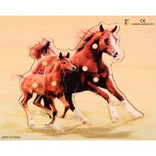 Holz-Puzzle - realistisch - Pferd, Mutter mit Fohlen
