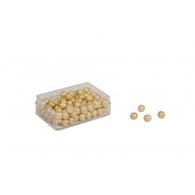 Plastikdose mit 100 goldenen Einerperlen - lose Perlen